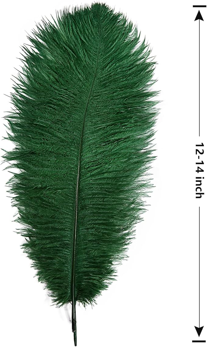 THARAHT Blackish Green Ostrich Feathers 12pcs Large Natural Bulk 12-14Inch 30cm-35cm for Wedding Party Centerpieces Mardi Gras Decoration Feather-Ruum Studio Home