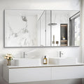 30x55In Silver Bathroom Mirror for Wall, Brushed Nickel Rectangle Mirrors with Metal Frame, Bathroom Rectangular Mirror Modern Wall Mirror for Bedroom Living Room, Hangs Horizontal or Vertical-Ruum Studio Home