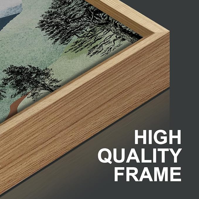 SIGNINART Boho Mountain Framed Canvas Wall Art Set of 3, Watercolor Nature Landscape Set Art Prints, Modern Sunrise Art Paintings, Green Forest Wall Decor for Living Room, Bedroom, Office 16"x24"x3-Ruum Studio Home