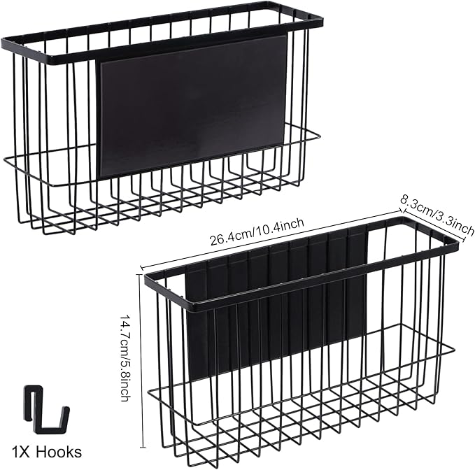 dedoot Magnetic Holder Locker Strong Black Mesh Holder Magnetic Basket Organizer Shelf Rack for Whiteboard,Fridge, Sponge, Recipe, Beverage ,Refrigerator ,Office File Foil,10.25x 3.6x 6 inches-Ruum Studio Home