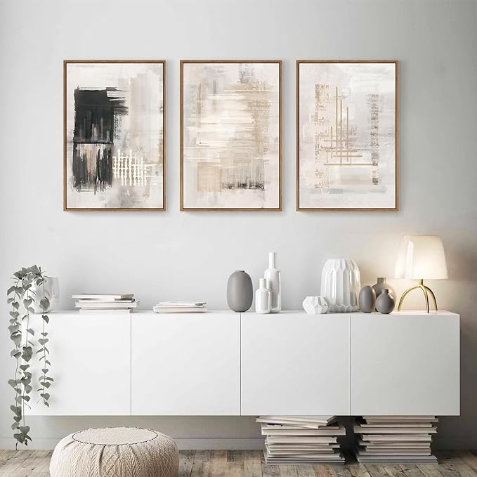 HPINUB Modern Abstract Canvas Art Prints, Black and White, 24"x36", 3-Pack, Neutral, Bedroom, Living Room, Office, Bathroom, Dining Room-Ruum Studio Home