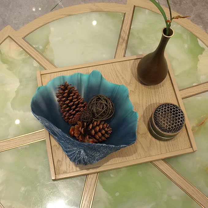 Large Caribbean Blue-Aqua Sea Shells Decorative Bowl Resin Clam Shell Bowl Beach Decorations for Home Coastal Beach Decor Decoration Storage Bowls&Home Office Nautical Themed Party Decor-10.2"-1PC-Ruum Studio Home