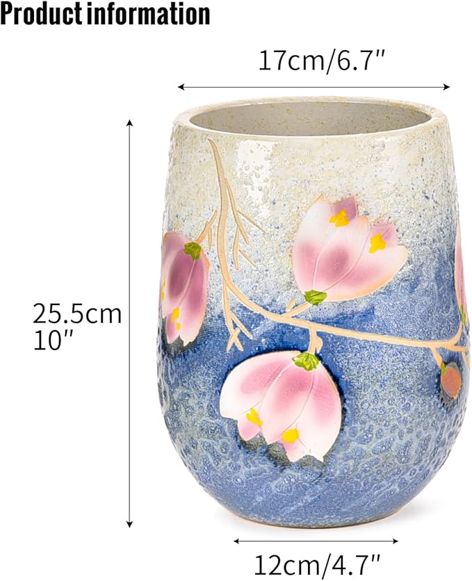Sungmor 10.6 Inch Ceramic Succulent Plant Pot with Drainage Hole, Hand Painted Flower Pots for Plants, Unique Texture Decorative Planter for Indoor and Outdoor, Pottery Vase for Home Office Decor-Ruum Studio Home
