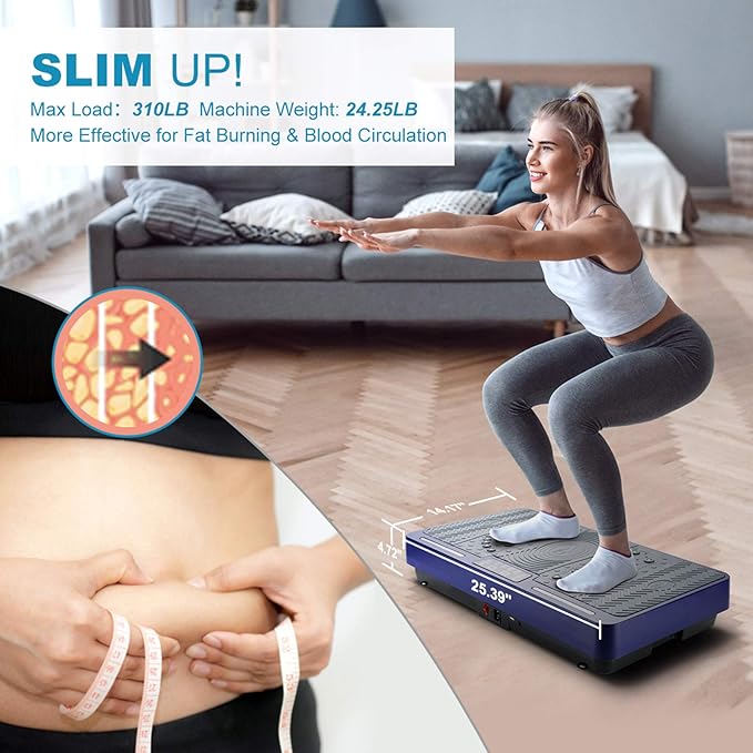 Vibration Plate Exercise Machine - Whole Body Workout Vibration Platform Lymphatic Drainage Machine for Weight Loss Home Fitness with Resistance Bands Remote-Ruum Studio Home