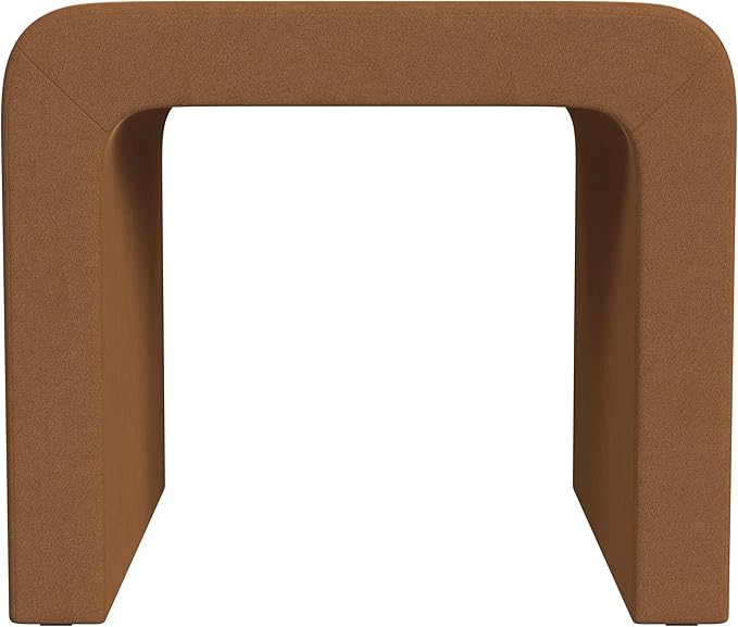 Modern Channel Rust Velvet Foot Stools Ottoman Home Décor, Soft Ottoman Foot Rest Chair for Bedroom and Living Room, Vanity Chair and Stool in Dressing Area, and Lounge-Ruum Studio Home