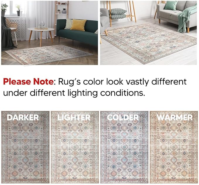 Keen Home Design 2x12 Rug - Machine Washable Runner Rug with Non-Slip Backing, Ideal for Hallway, Entryway, Kitchen, Laundry Room - Vintage, Easy Clean, Durable, Low Pile - (2'6" x 12')-Ruum Studio Home