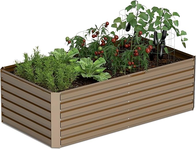 8x4x2 ft Raised Garden Bed, Large Metal Planter Raised Beds, Planters for Outdoor Plants for Vegetables, Flowers, Herbs, Fruits, and Succulents.-Ruum Studio Home