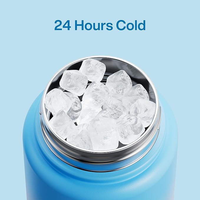 Insulated Water Bottle with Straw Stainless Steel Water Bottle, Leak-Proof, BPA-Free, Double Wall Vacuum Keeps Cold for 24 Hours for Sports, Travel, School (32 oz, Sunny Breeze)-Ruum Studio Home