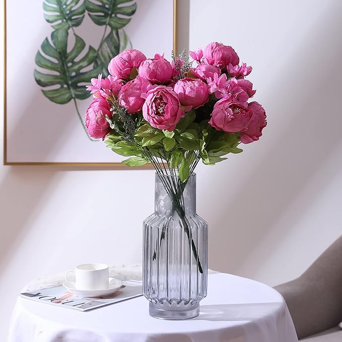 Duovlo Springs Flowers Artificial Silk Peony Bouquets Wedding Home Decoration,Pack of 1 (Spring Peach Pink)-Ruum Studio Home