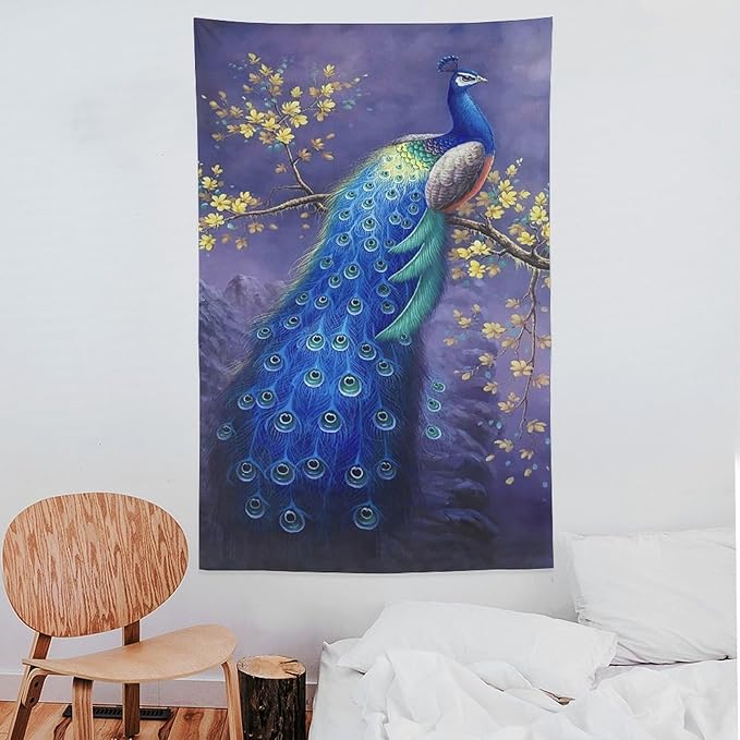 yowecso Peacock Tapestry - Purple Peacock Wall Hanging for Bedroom, Living Room & Dorm - Aesthetic Wall Decor - 60"x90"-Ruum Studio Home