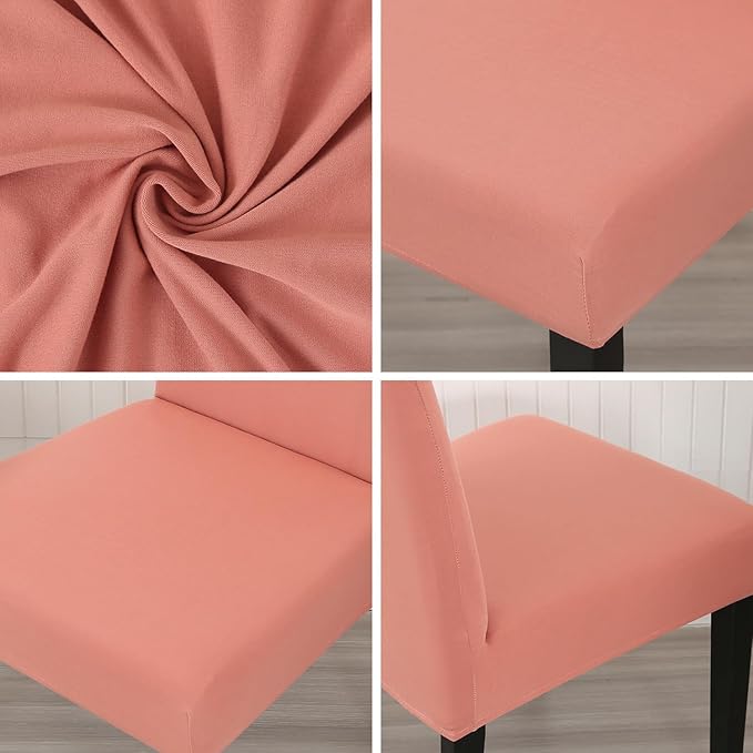 JQinHome Terra Cotta Chair Covers for Dining Room Set of 6, High Stretch Removable Washable Parsons Chair Slipcover for Home Party Hotel Wedding Ceremony (6PCS,Terra Cotta)
