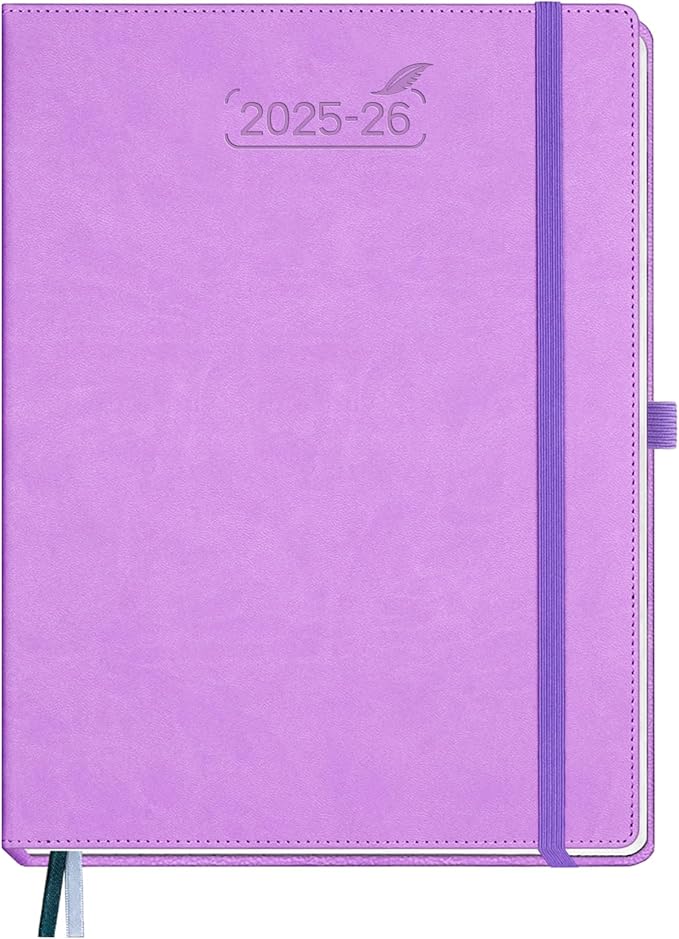 BEZEND Planner 2025-2026 Weekly and Monthly, 8.5" x 11" Academic Calendar (Jul 25-Dec 26) Vertical Daily Appointment with Hourly Timeslot & Monthly Tab, PU Leather Hardcover - Lavender-Ruum Studio Home