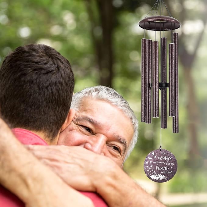 Wind Chimes Personalized, Metal Deep Tone Wind Chimes in Loving Memory, Custom Text for Loss of Loved Mom/Dad, Sympathy Gifts Wind Chime Memorial Gifts for Funeral Outdoor 36inch-Ruum Studio Home