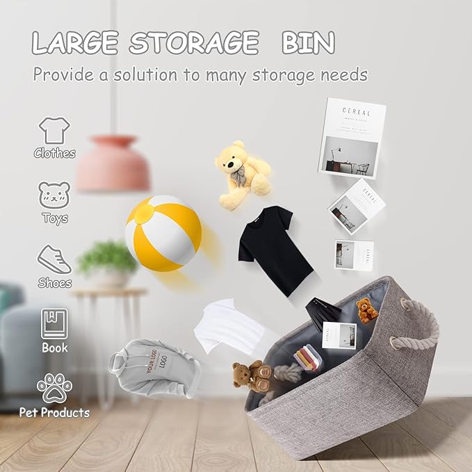 TheWarmHome Large Storage Bins- Storage Baskets for Organizing Shelves, Basket Organizer for Closet Bookshelf Dog Toy Nursery Clothes Laundry Home Organization, Fabric Storage Cubes W/Handles-Ruum Studio Home