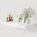 12 Inch Deep White Floating Shelves, 24 x 12 Floating Shelf for Books, Rustic Wood Deep Wall Shelves for Home Storage & Display, 2" Thicked Shelves for Kitchen, Living Room, Bedroom, 1 Pack-Ruum Studio Home