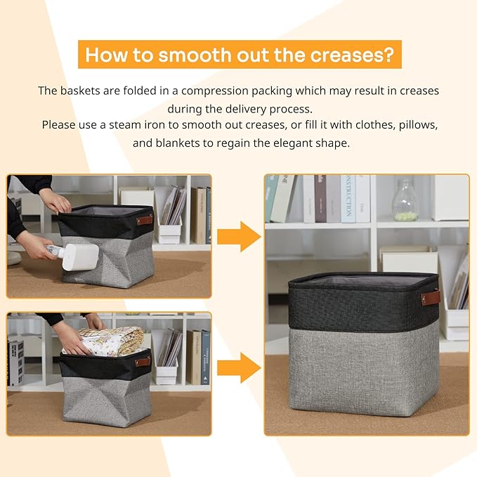 DULLEMELO 11x11 Cube Storage Bins for Cube organizer, Foldable Cube Storage Bins Baskets for Organizing Home Office Closet Shelves Toy Nursery,Fabric Cube Baskets Bin for Home organization-Ruum Studio Home