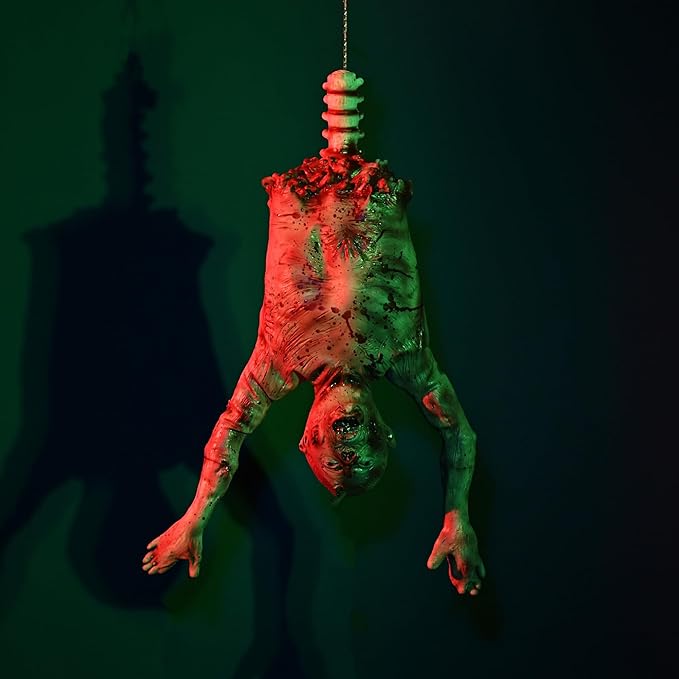 AW 37" Halloween Half Body Prop Skinned Hanging Corpse Torso Haunted House Party Indoor Outdoor Decoration 2025-Ruum Studio Home