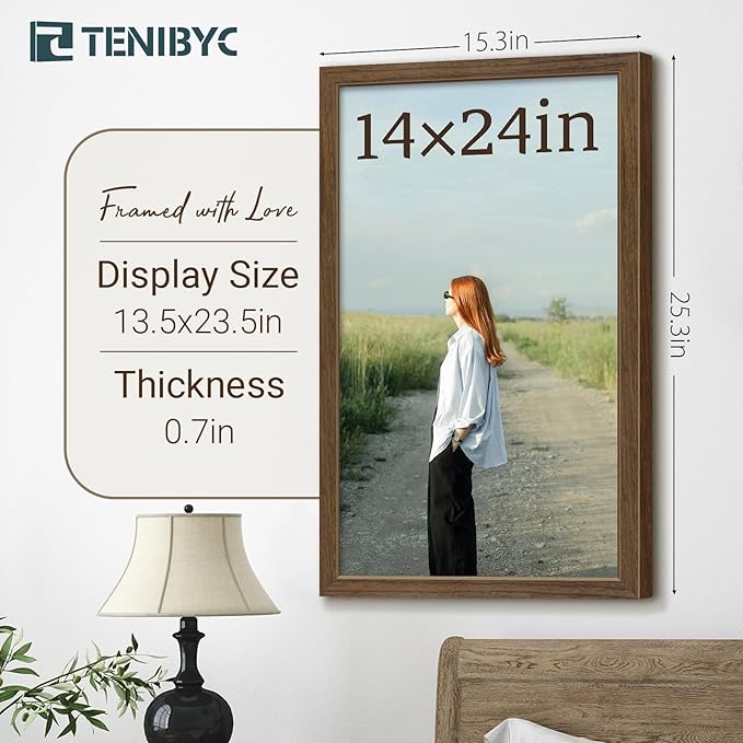 14x24 Picture Frame 3 Pack - Brown Woodgrain, Wood Poster Frame, Gallery Poster Frame - Wall Hanging-Ruum Studio Home