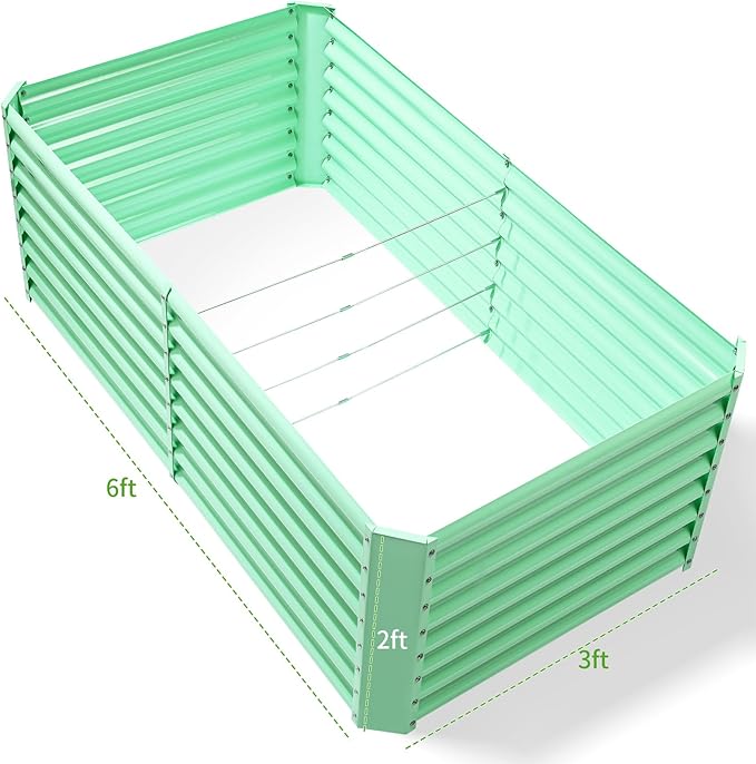 Land Guard 6×3×2ft Galvanized Raised Garden Bed, Planter Boxes Outdoor, Raised Garden Beds Outdoor for Vegetables, Flowers, Herbs, 269 Gallons, Lime Green…-Ruum Studio Home