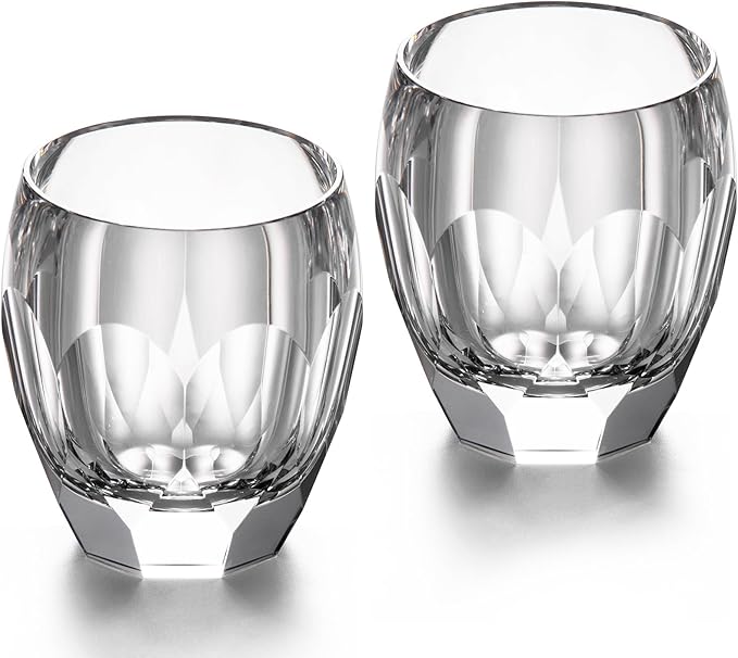 KAMMAK Crystal Whiskey Glasses Set of 2, Luxury 7.44oz Old Fashioned Glasses Stemless, Handcrafted Cocktail Glasses, Hand Blown Scotch Cup for Women, Men Gift for Bourbon Barware, Home Bar-Ruum Studio Home