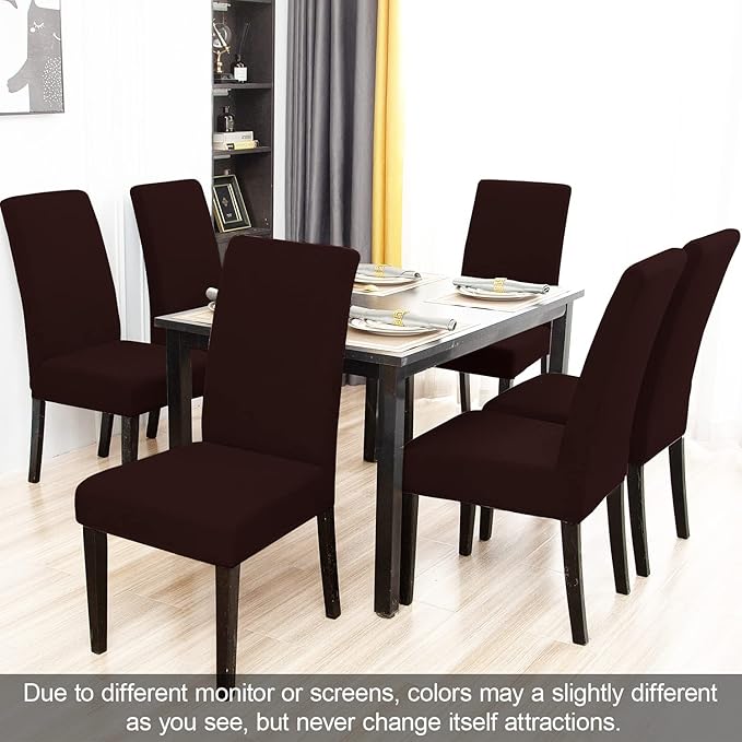 JQinHome Dining Room Chair Covers Set of 8, High Stretch Chair Slipcover Removable Washable Chair Seat Protector Cover for Home Party Hotel Wedding Ceremony (Coffee)-Ruum Studio Home