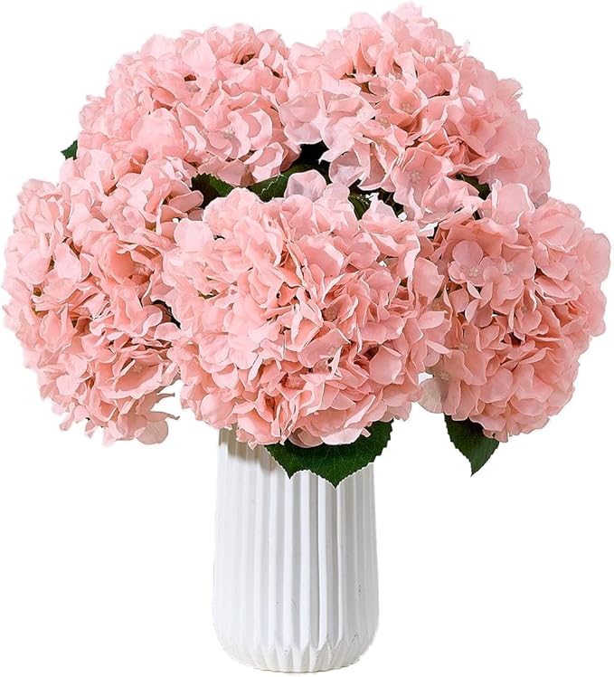 8Pcs Blush Fake Flowers Silk Hydrangea Artificial Flowers Bouquets Faux Hydrangea Stems for Home Table Centerpieces Wedding Party Decoration-Ruum Studio Home