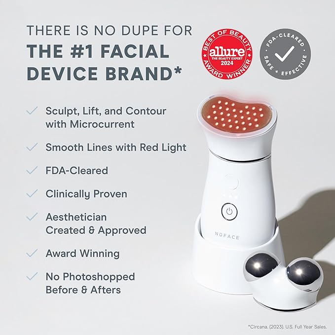NuFACE TRINITY+ Microcurrent Facial Device + LED Red Light Wrinkle Reducer Attachment - FDA Cleared Skin Tightening Device + Microcurrent Gel Activator & Silk Creme-Ruum Studio Home