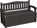 Greesum 80 Gallon Storage Bench Outdoor Deck Box with Armrest, Patio Furniture,Lockable, Waterproof and UV Resistant, Suitable for Garden, Pool, Brown-Ruum Studio Home