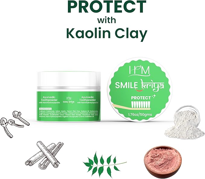 HM - Smile Kriya Ayurvedic Toothpowder Duo (Pack of 2) | Whitens Teeth Naturally, Remineralizes Enamel, Strengthens Gums & Freshens Breath | Activated Charcoal & NanoHydroxyapatite | 1.76 oz X 2-Ruum Studio Home