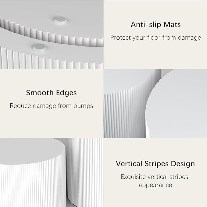 Round Coffee Table Set of 2, Modern Wooden White Nesting Coffee Tables for Living Room, No Assembly Required Circle Side Tables Set Accent End Table for Bedroom, Balcony-Ruum Studio Home