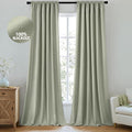 MIULEE 100% Blackout Curtains 84 Inch Long 2 Panels for Bedroom, Thick Luxury Faux Linen Black Out Curtain Room Darkening Back Tab Pleat Window Textured Drapes with Hooks for Living Room, Sage Green-Ruum Studio Home