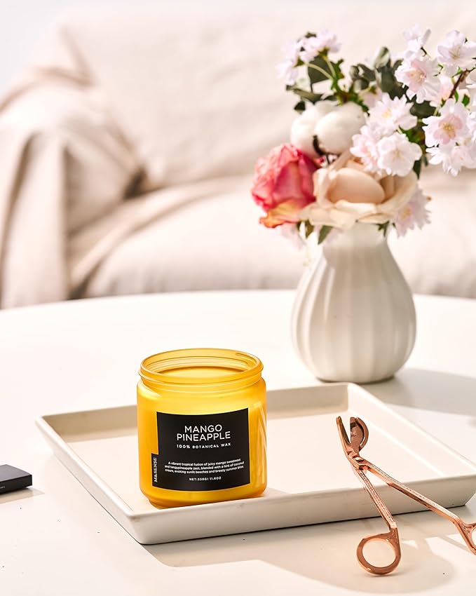 M&SENSE Mango Pineapple Tropical Scented Candle - 11.6oz Natural Soy Wax Non Toxic 70-Hour Burn 2-Wick Fruit Scent for Home, Housewarming Gifts - Aromatherapy Candle for Women, Men & Family Friends-Ruum Studio Home