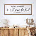 As For Me And My House We Will Serve The Lord Framed Wall Art, 32''×12'' Horizontal Positive Religious Rustic Bible Verse, Vintage Holy Catholic Scripture Decor for Christian God Jesus Christ Prayer-Ruum Studio Home