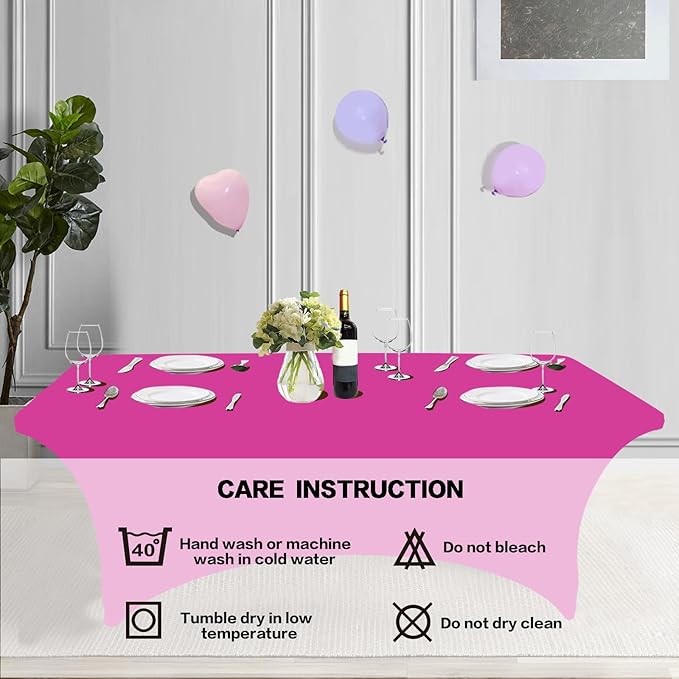 IVAPUPU 4FT Table Cloth for Rectangular Fitted Events Stretch Fuchsia Table Covers Washable Cover Spandex Tablecloth Protector for Party, Wedding, Cocktail, Banquet, Festival-Ruum Studio Home
