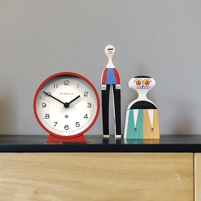NEWGATE® M Mantel Echo Desk Clock | Modern Round Design | Red | Easy to Read Numbers | Contemporary Style for Desk, Table, Shelf or Bedside-Ruum Studio Home