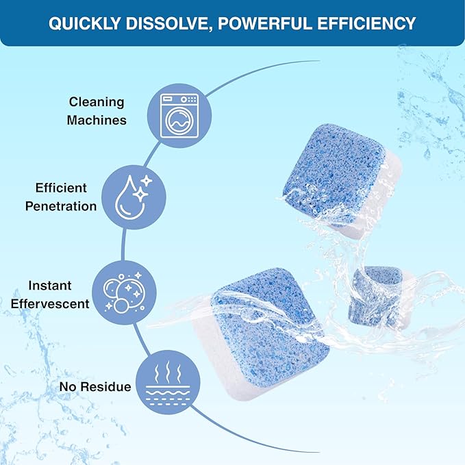 Washing Machine Cleaner, Septic Safe Washer Descaler Tablets for Removing Pet Hair, Odors, Residue, Suitable for HE Front Loader, Top Load, 1 Year Supply, 24 Pack (For Pet Owner)-Ruum Studio Home