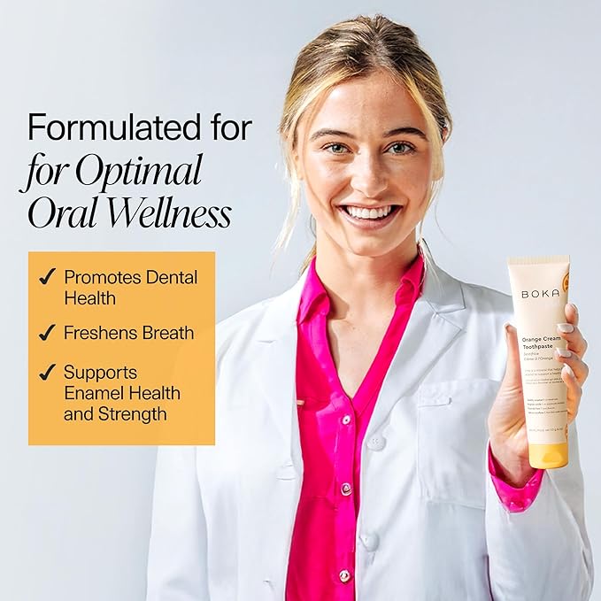 Boka Fluoride Free Toothpaste Nano Hydroxyapatite Toothpaste - Orange Cream Flavor, 4 oz 3Pk US Manufactured-Ruum Studio Home