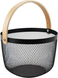 Metal Mesh Steel Basket, Garden Harvest Basket for Gathering Vegetables Round Wire Basket with Handle Storage Organizer Multi-functional Hanging Fruit Basket for Kitchen Bathroom Picnic-Ruum Studio Home
