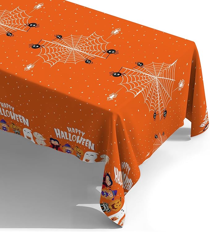 ATFUNSHOP 4 Packs Halloween Tablecloth Disposable Table Cover 54X108 Halloween Decorations KidsBirthday Party Decor, Spooky Spider Web Waterproof Spillproof Table Cloth - Perfect for Dinner-Ruum Studio Home