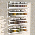 LUCYCAZ 4 Pack Wall Mounted Spice Rack with 16 Hooks, Spice Organizer Shelf for Stove Cabinet Pantry Door,Screw or Adhesive Spice Shelf Hanging Wall Spice Rack in Kitchen and RV (White, 4 PACK)-Ruum Studio Home