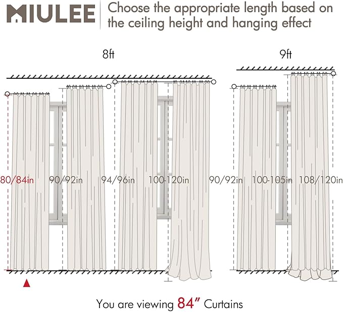 MIULEE 100% Blackout Curtains 84 Inch Long 2 Panels for Bedroom, Thick Luxury Faux Linen Black Out Curtain Room Darkening Back Tab Pleat Window Textured Drapes with Hooks for Living Room, Sage Green-Ruum Studio Home