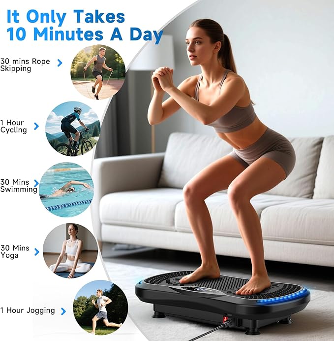 Vibration Plate Exercise Machine for Lymphatic Drainage, Vibration Machine for Full-Body Weight Loss Shaping, Vibrate Fitness Platform 400 Lbs & 200 Adjustable Speeds for Women Men Home Gym-Ruum Studio Home