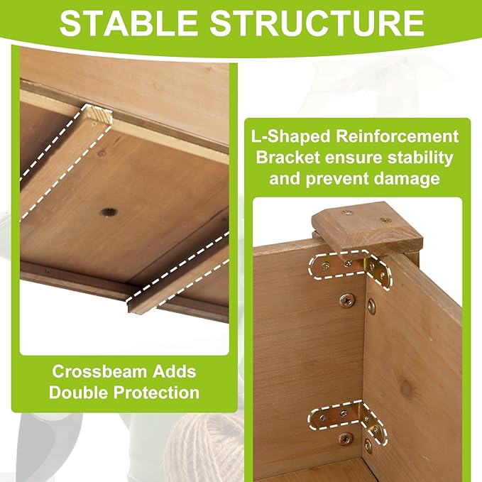 Outdoor Wood Raised Garden Bed- Elevated Planter Box with Legs, Durable Fir Wood, Reinforced Frame with Drainage Holes, Liner for Vegetables, Herbs, Flowers, 47" x 23"x 30"-Ruum Studio Home