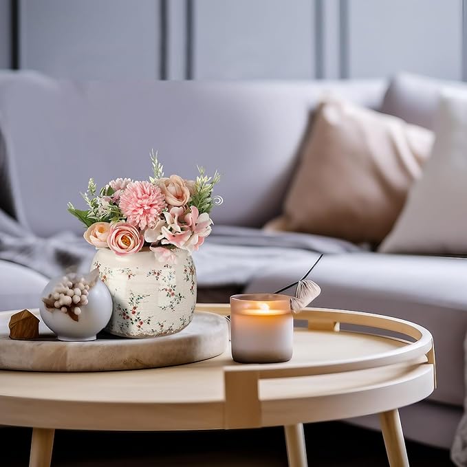 Vintage Planter Large Ceramic Plants Pot Beige Red Rustic Floral Ice Crack Cottage Scroll Vase Flower Vase Pot Indoor Plants Home Kitchen Decor Farmhouse Antique Decorative Gifts-Ruum Studio Home