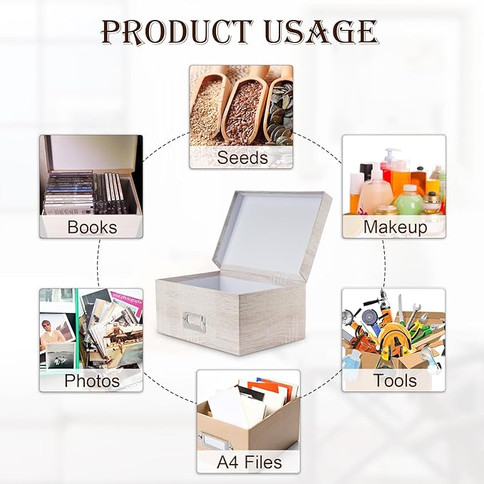 Briful Photo Boxes with Lids - 4 in 1 Set Waterproof Storage Boxes with Handles - Decorative Multiple Size Storage Bins for Clothes/Shoes/Office/Cosmetic/Books-Ruum Studio Home