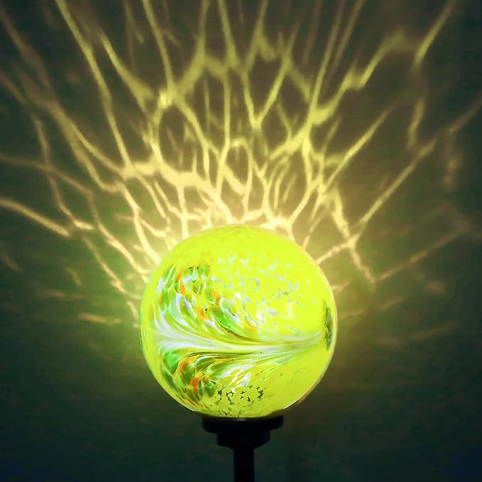 Solar Lights Outdoor Decorative Solar Outdoor Decorative Glass Ball Stakes Waterproof Garden Stake Glass LED Garden Globe Lights for Pathway Yard Lawn Decoration Yellow-Ruum Studio Home