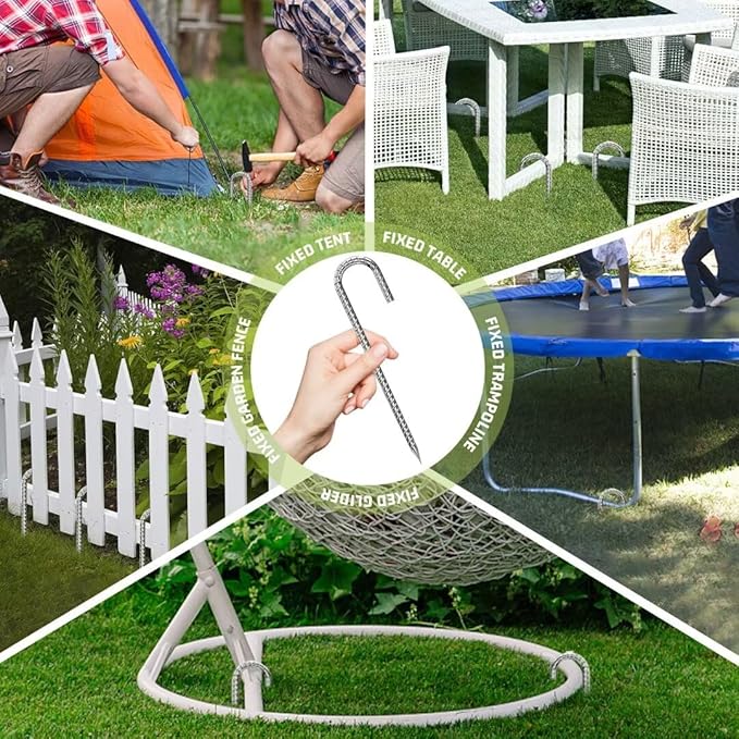 Rebar-Stakes-12-Inch, Ground Stakes Heavy Duty J-Hook Galvanized Anti-Rust Heavy Duty Ground Anchors for Garden Dog Fence Chicken Coop Christmas Decorations Deer Fence 12pcs-Ruum Studio Home