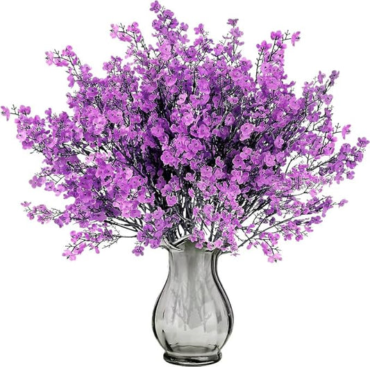 Sggvecsy 15 Pcs Babys Breath Artificial Flowers Gypsophila Bouquets Bulk Real Touch Fake Silk Flowers for Home Wedding DIY Floral Arrangement Kitchen Table Centerpiece Festival Decoration (Purple)-Ruum Studio Home