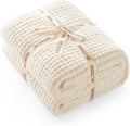 Snuggle Sac Ultra Soft Waffle Throw Blanket for Couch Bed Sofa 50x60 inches, Reversible Cream Blanket Microfiber Fluffy Fuzzy Cozy Knit Throws for Women Mothers Birthday Gifts-Ruum Studio Home