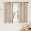 LAMIT Brown Sheer Linen Curtains 48 inches Length 2 Panels, Short Light Filtering Linen Textured Curtains for Kitchen/Window/Cafe/Loft Room, 34 x 48 Inch-Ruum Studio Home